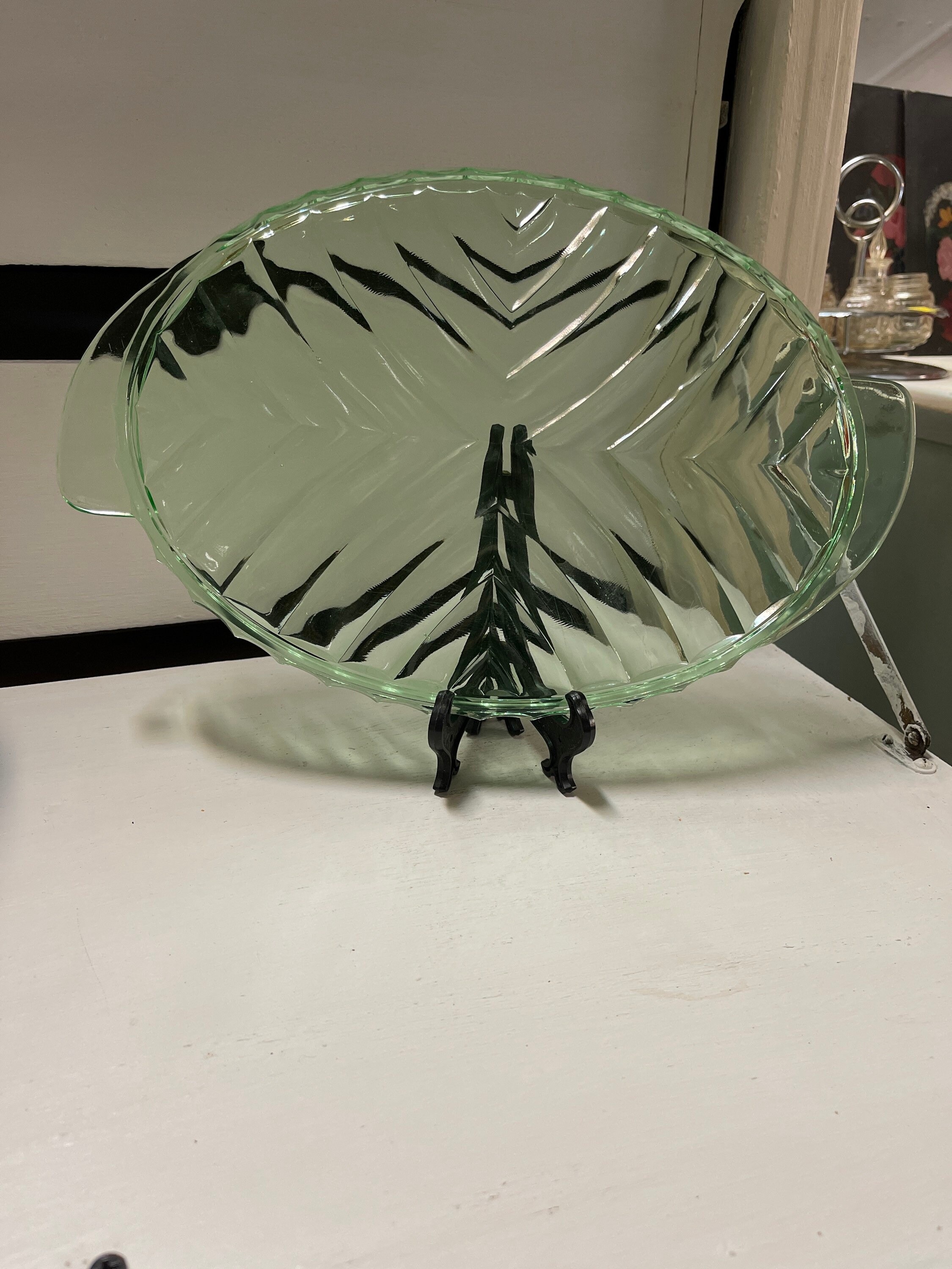 Vintage depression glass serving tray or catch all for vanity Etsy