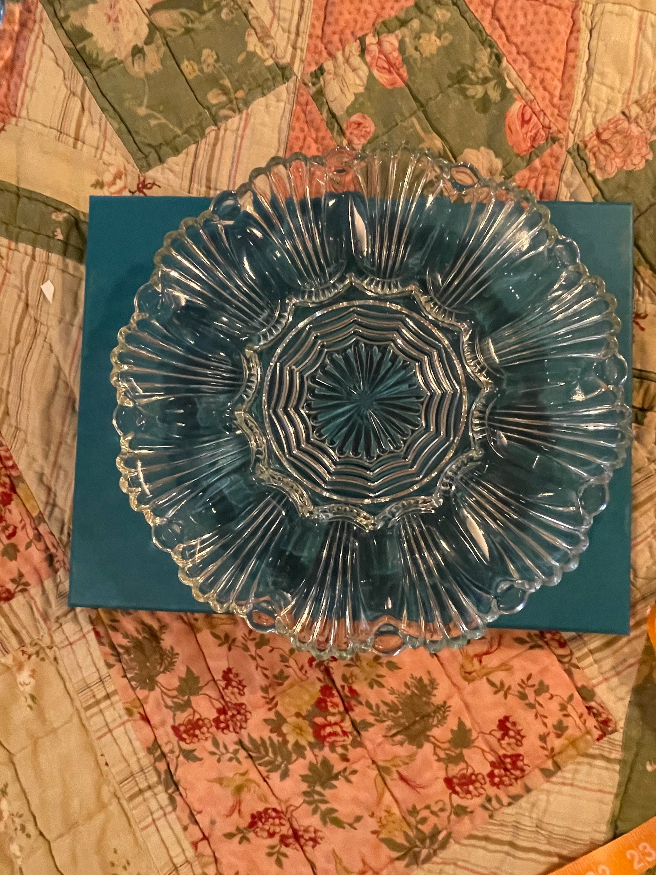 Vintage deviled egg plate clear glass possibly Fostoria Etsy