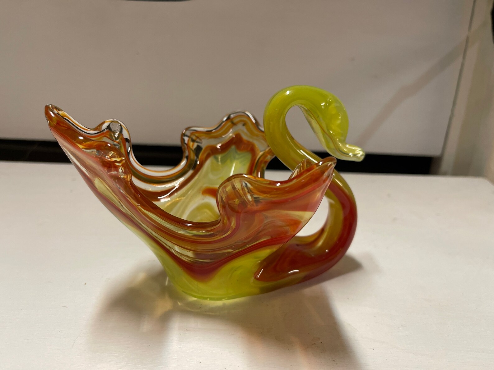 1970s vintage Murano glass swan red clear Etsy