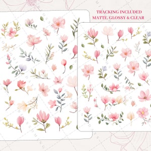 Watercolor Spring Floral, Botanical Garden, Flowers Decorative Deco Aesthetic Journal Bujo Bullet Stationary Scrapbook Planner Sticker Sheet