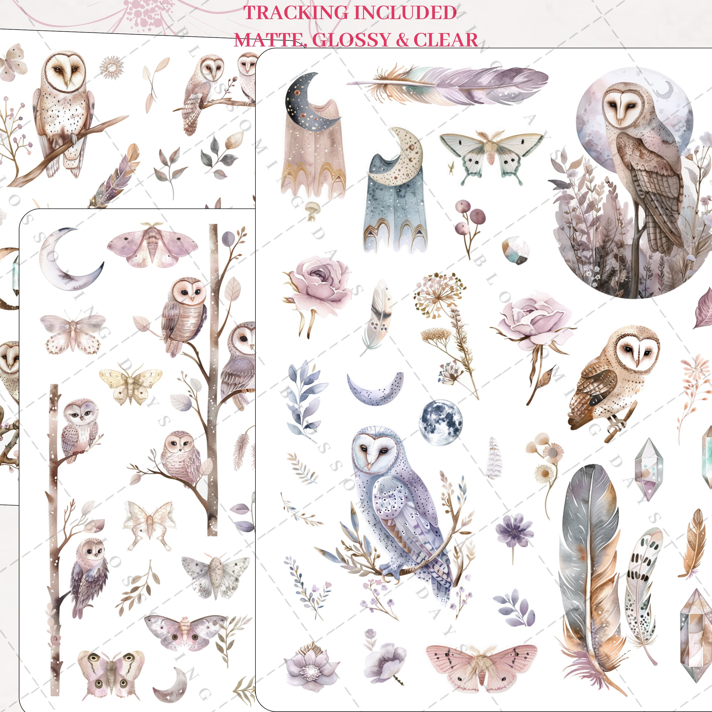 Enchanted Boho Celestial Owls, Magical Moonlit, Dreamscape, Feather, Butterfly, Decorative Aesthetic