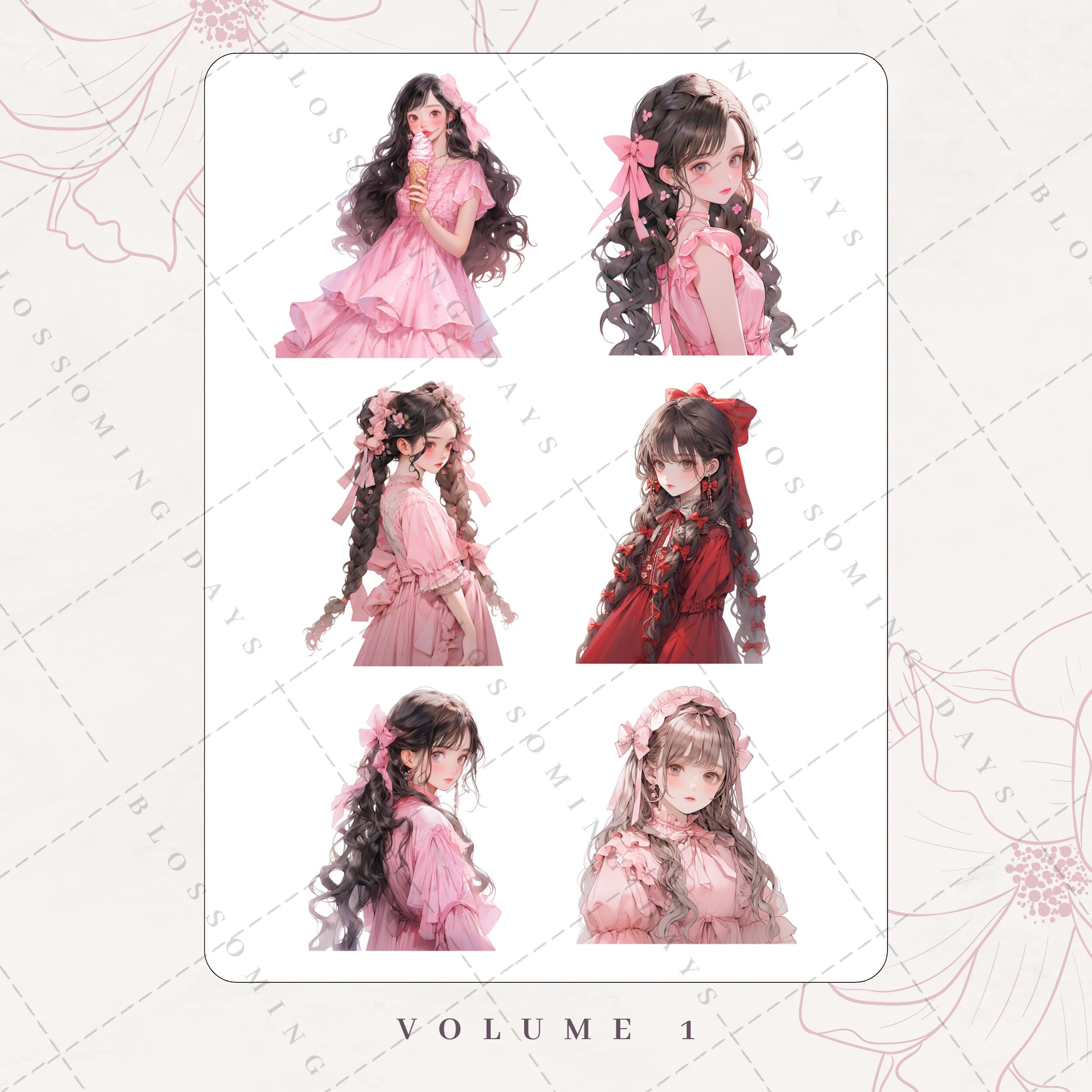 Pink Ribbon Manwha Kawaii Manga Anime Girl, Lolita Doll, Ribbon, Frill, Manhwa Decorative ...