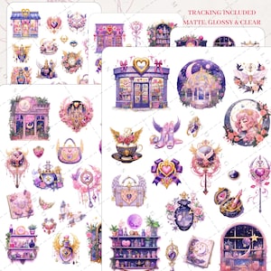 Enchanted Lunar Library Moon Magic Whimsical Sailor Kawaii Wand Moon Star Anime Decorative Aesthetic Journal Scrapbook Planner Sticker Sheet