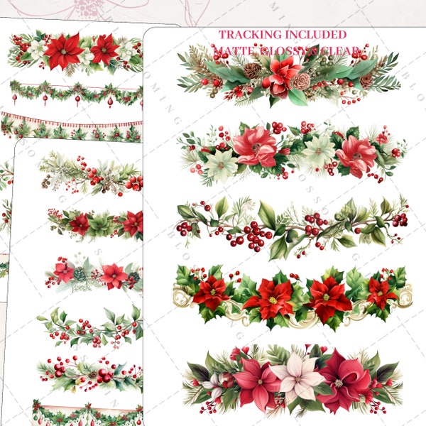 Cozy Festive Christmas Winter Wonderland Washi Tape Border, Frames, Wonderland, Decorative Aesthetic Journal Scrapbook Planner Sticker Sheet