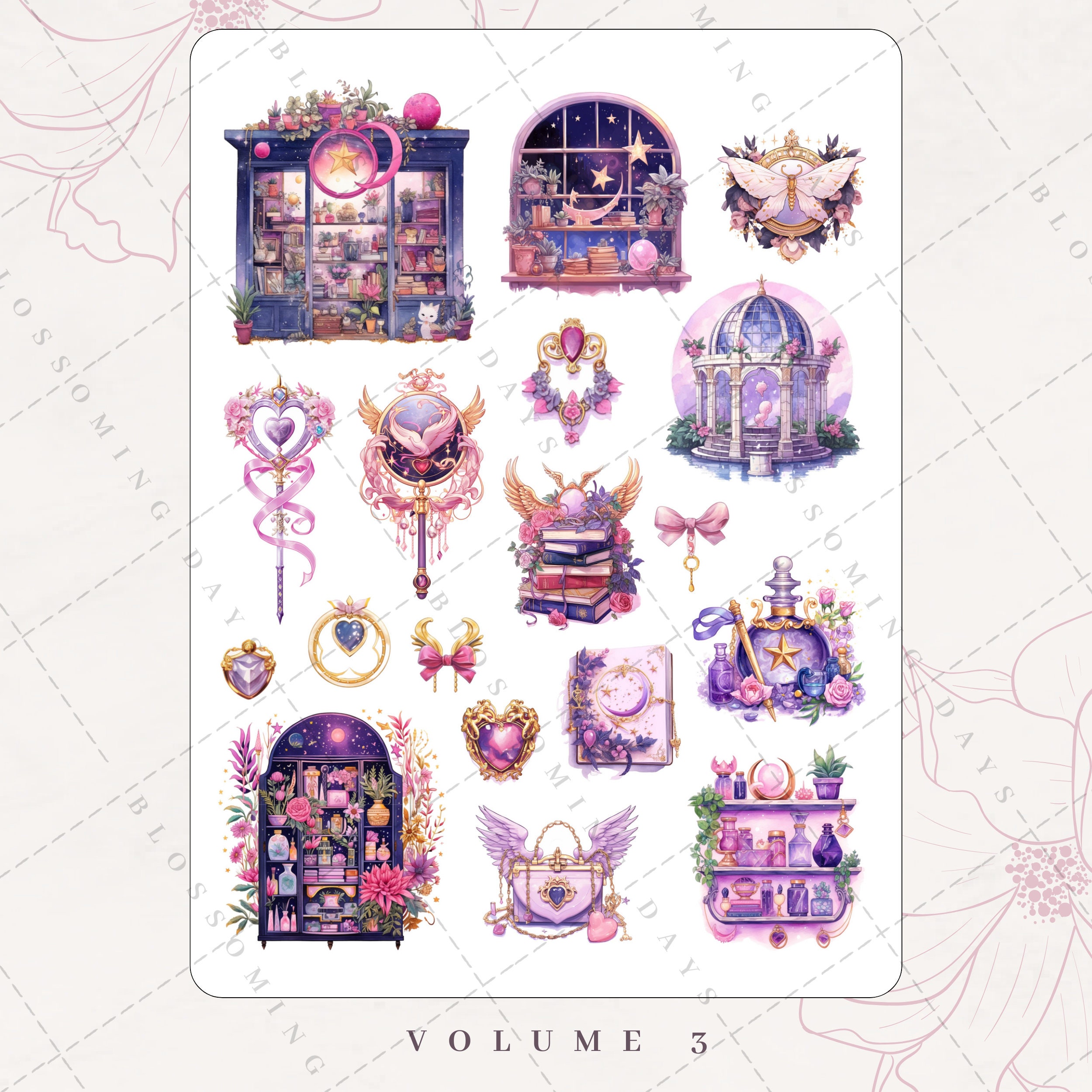 Enchanted Lunar Library Moon Magic Whimsical Sailor Kawaii Wand Moon ...