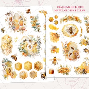 Cute Cottagecore Honey Bee, Beehive, Honeycomb, Whimsy, Pretty Decorative Aesthetic Journaling Journal Bujo Scrapbook Planner Sticker Sheet