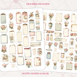 Decorative Floral Clipboard Deco Aesthetic Journal Journaling Bujo Bullet Stationary Craft Note Taking Scrapbook Planner Sticker Sheet