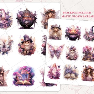 Witching Violet Vanities Floral Decorative Aesthetic Journal Scrapbook Planner Sticker Sheet