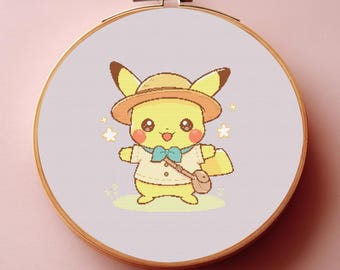 Kawaii Anime Pikachu Cross Stitch Digital Pattern - PDF, Instant Download