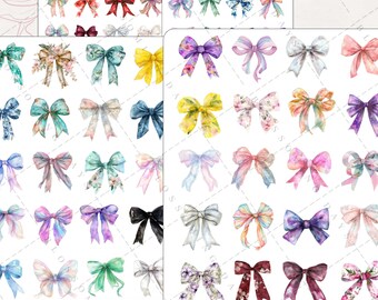 Kawaii Cute Coquette Bows, Sweet Romantic Lace, Floral, Ribbons Decorative Aesthetic Journal Scrapbook Planner Sticker Sheet