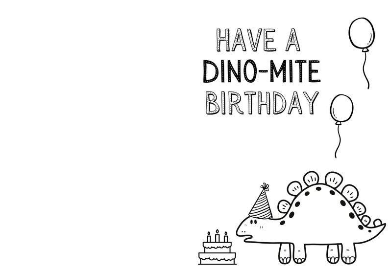 3 X PRINTABLE Color-in Dinosaur Birthday Cards | Children's DIY 3 Pack ...