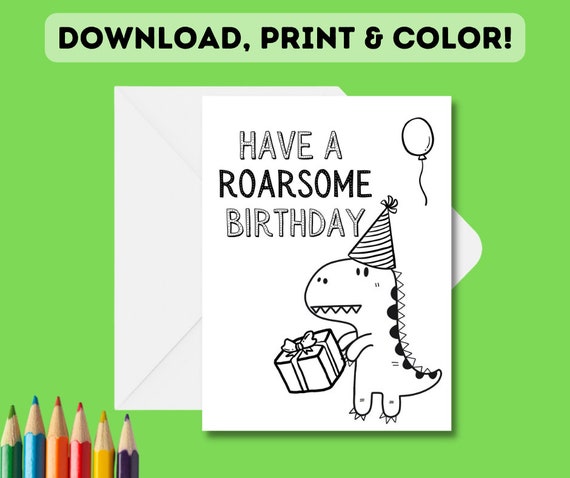 Roarsome Birthday Card, Dinosaur Birthday Card, Dino Birthday Card, Cute  Dinosaur Birthday Card