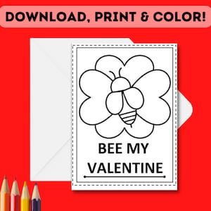 PRINTABLE Colour-In Valentines Day Card | Children&#39;s DIY Valentines Day Colouring-In Card | DIY Print & Color
