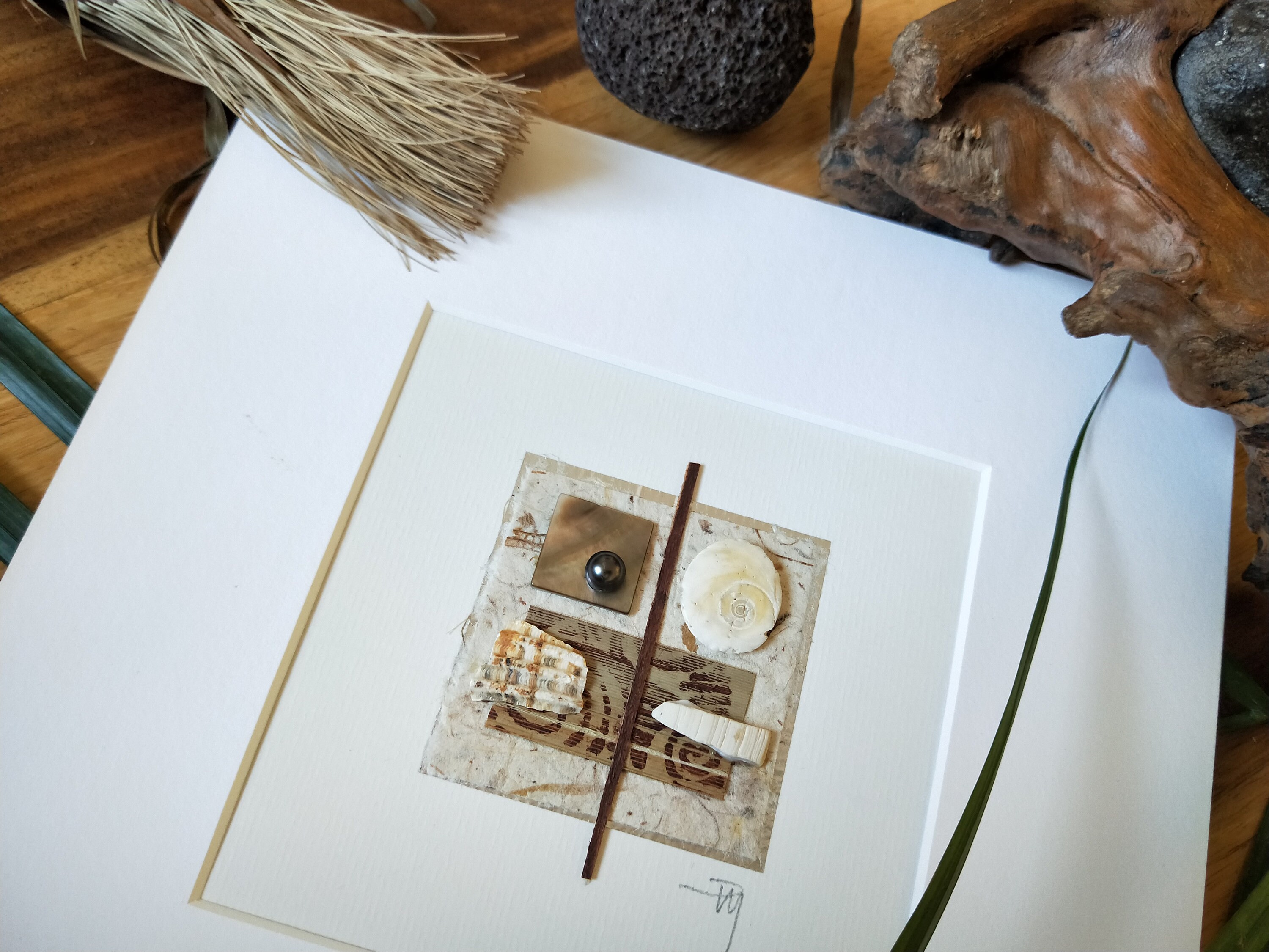 Cadre Nature et Perle Noire de Tahiti