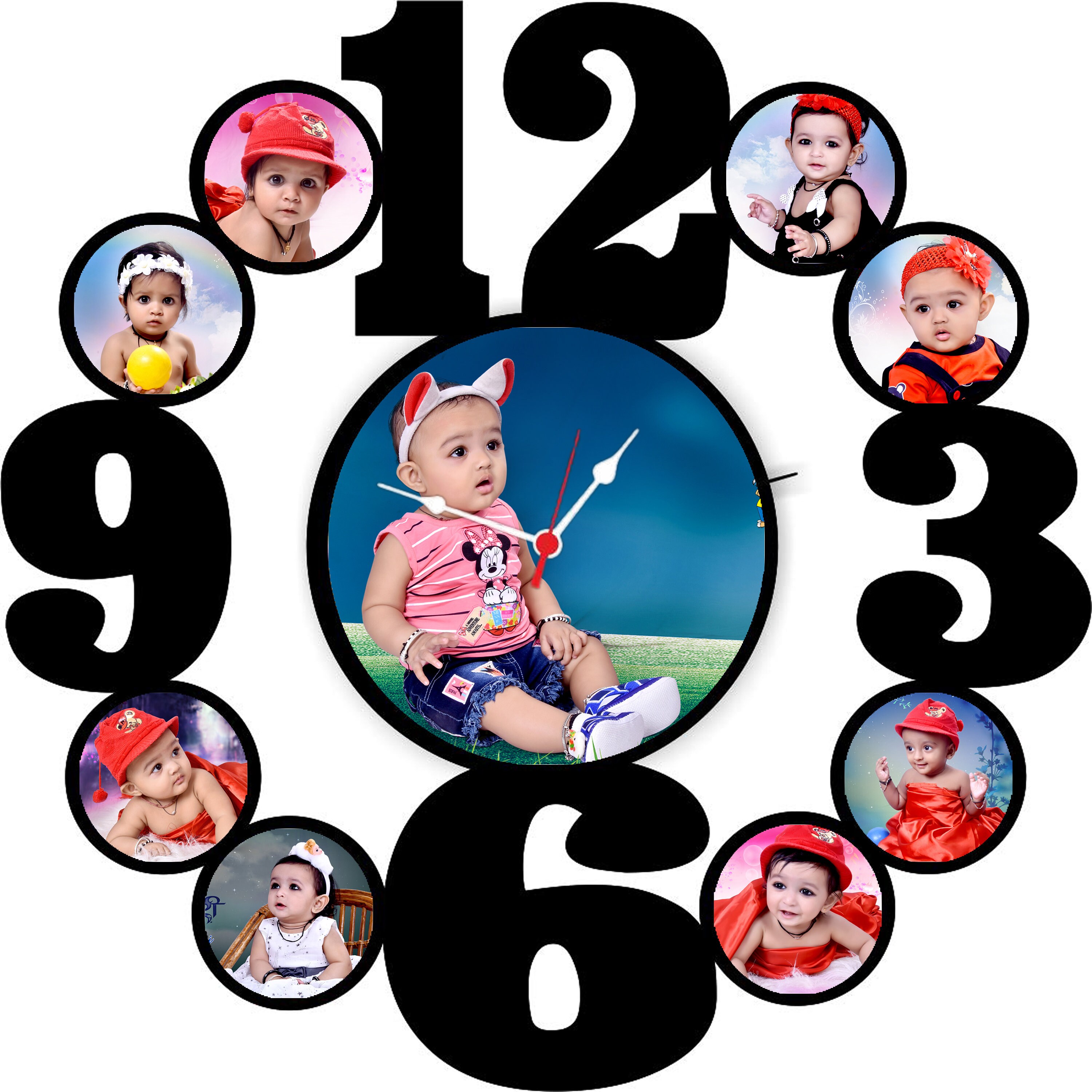 Customizable Wall Clock With 9 Photo Unique Wall Clock Custom Etsy