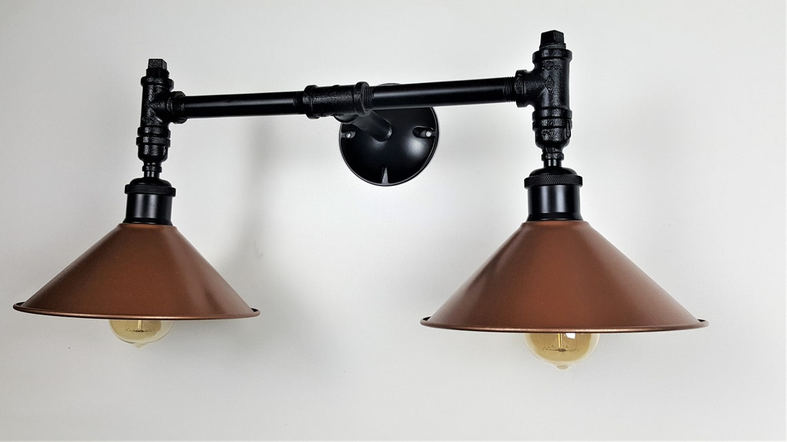Vanity Light With 2 Copper Shades Hammered Copper Lights Etsy