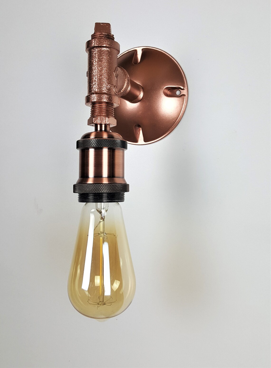 Black Industrial Steel Pipe Wall Sconce Brass Wall Sconce Etsy