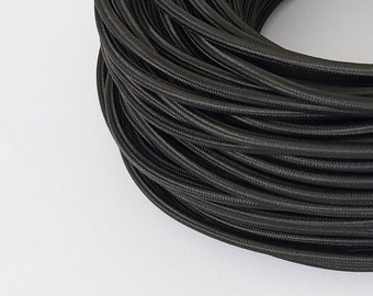 Black Round Electric Cable Cord for DIY Lights - 10 Feet long - UL Listed - Flexible Color Cords - Fabric Cord -  Lamp cord