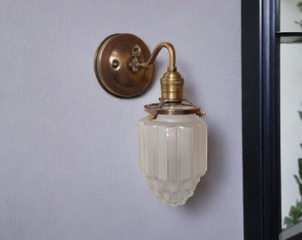Art Deco Skyscraper Clear Glass Light-Antique brass Light - Wall Light - Wall Sconce-  Light Fixture -Bathroom Light