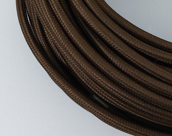 Brown Round Electric Cable Cord for DIY Lights - 10 Feet long- UL Listed - Flexible Color Cords - Fabric Cord - Lamp cord