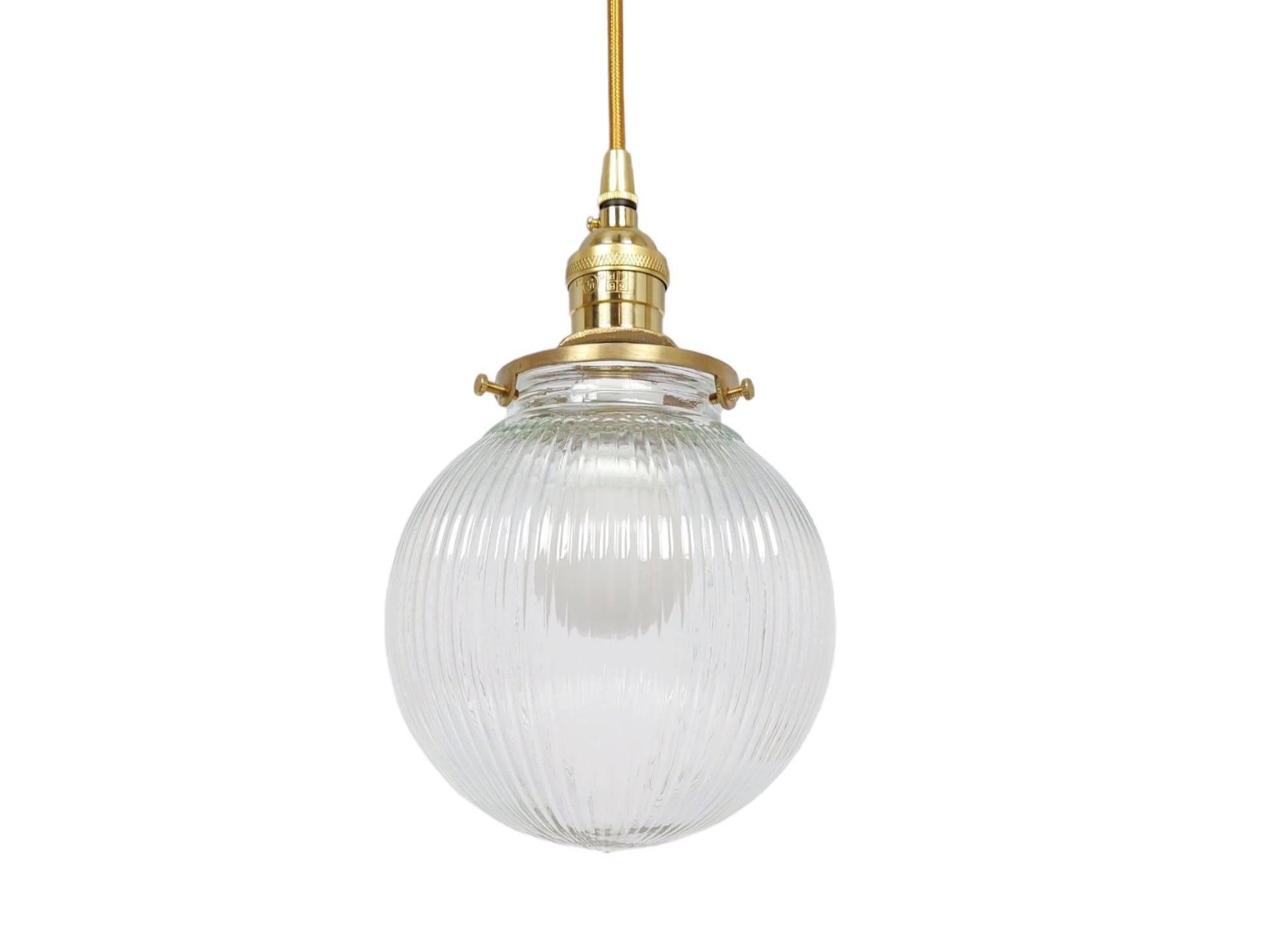 Ribbed glass globe pendant light deals