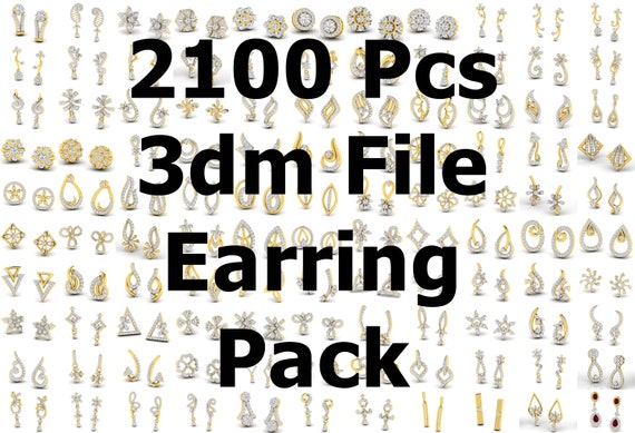 2100 Pcs 3dm File Earring Pack, Earrings Jewelry Set Collection Pack