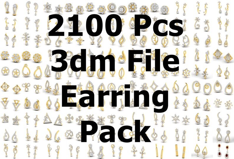 2100 Pcs 3dm File Earring Pack, Earrings Jewelry Set Collection Pack image 1