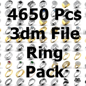 4650 Pcs 3dm File Ring Pack, Rings Jewelry Set Collection Pack 1