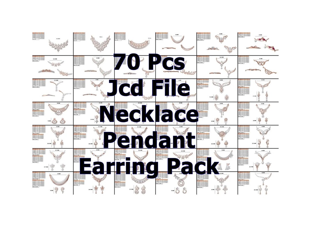 70 Pcs Jcd Format Necklace, Pendant and Earrings Set, Jewelcad Model ...