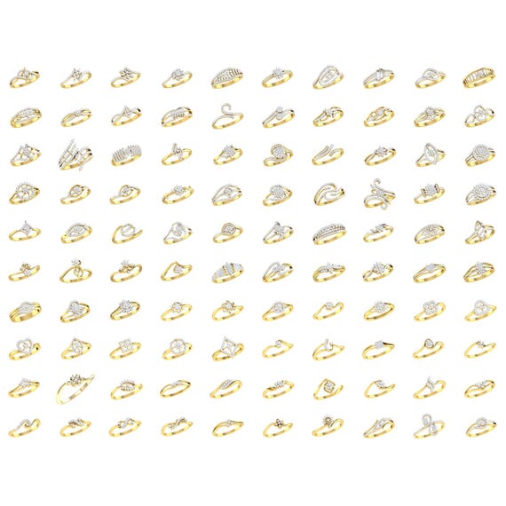 100 Pcs, 3D STL Model Jewelry Ring Pack, Luxury Ring Models for 3D Printer, Ready to Print
