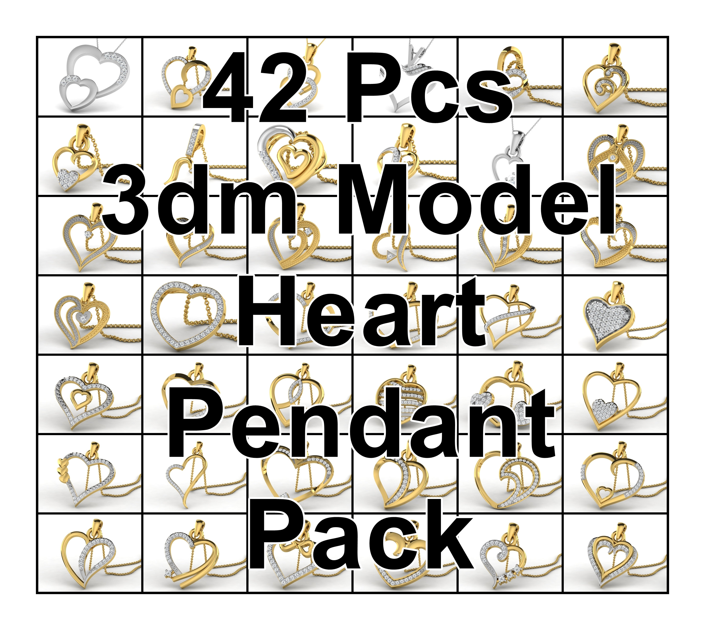 42 Pcs 3dm Model, Heart Pendant Models Pack - Etsy