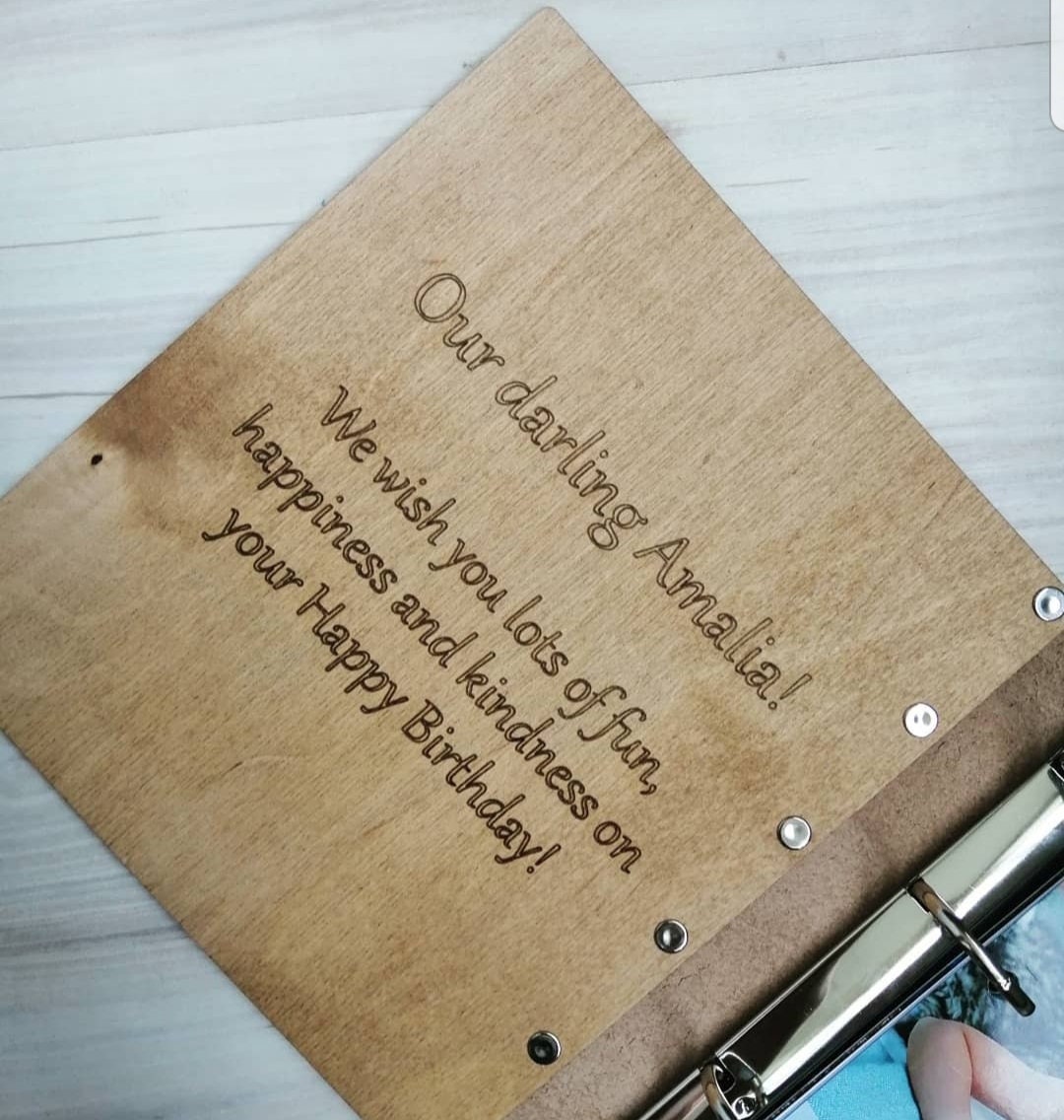 Personalized photo album with custom engraved wood cover Etsy
