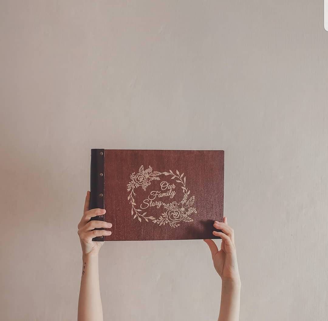 Personalized photo album with custom engraved wood cover Etsy