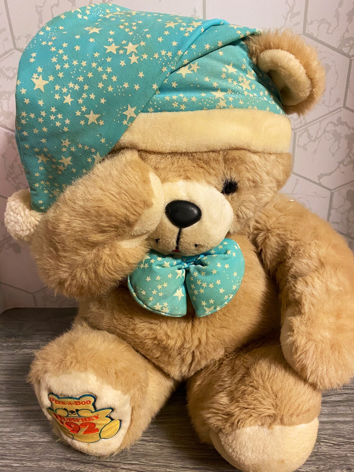 Vintage Humfrey Peek A Boo Teddy Bear Stuffed Plush 1992 Etsy