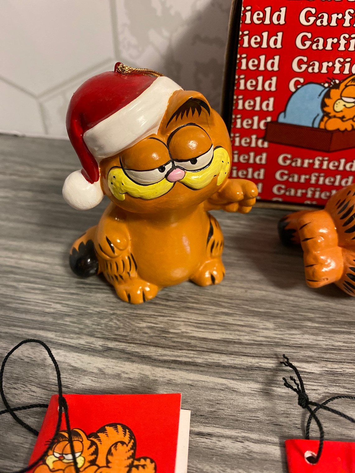 4 Vintage Garfield Christmas Ornaments Etsy