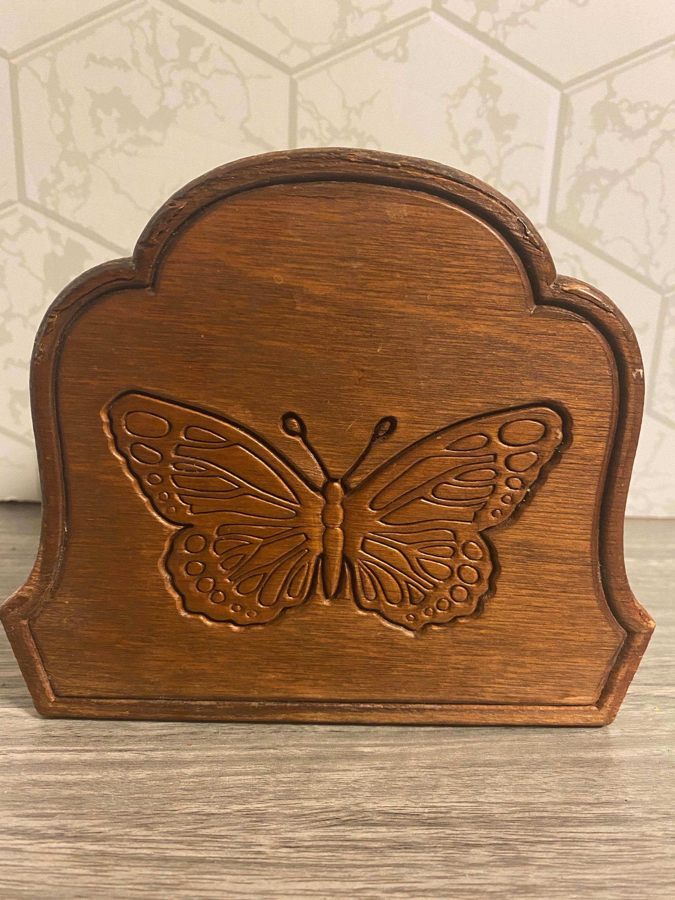 Vintage wooden butterfly napkin holder Etsy