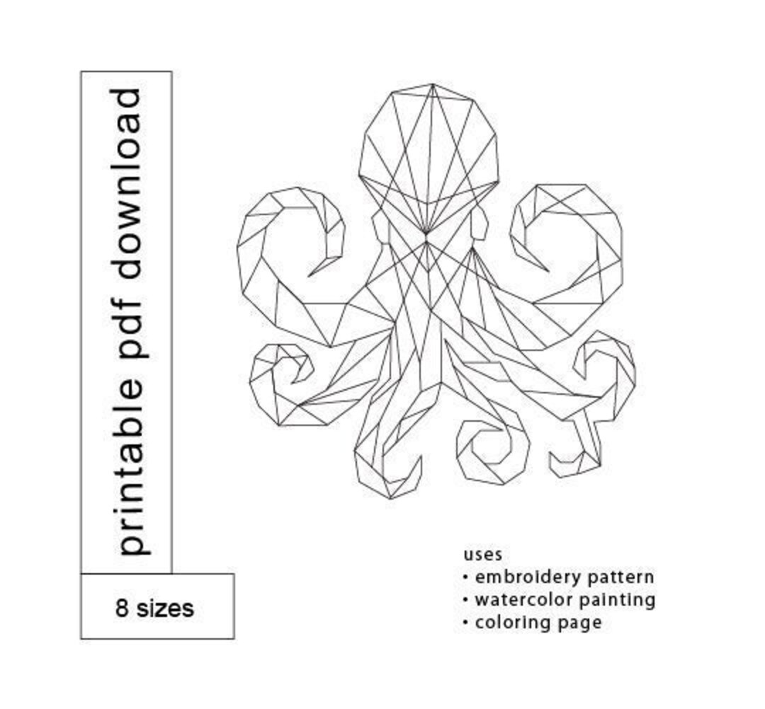 OCTOPUS PDF Printable Pattern Use 8.5 X 11 Inch Paper Low Poly ...