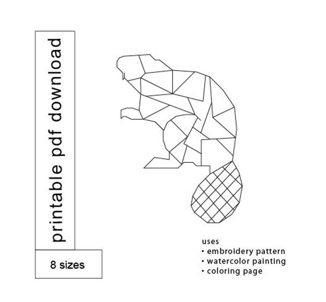 BEAVER PDF Printable Pattern Use 8.5 X 11 Inch Paper Low Poly Geometric ...