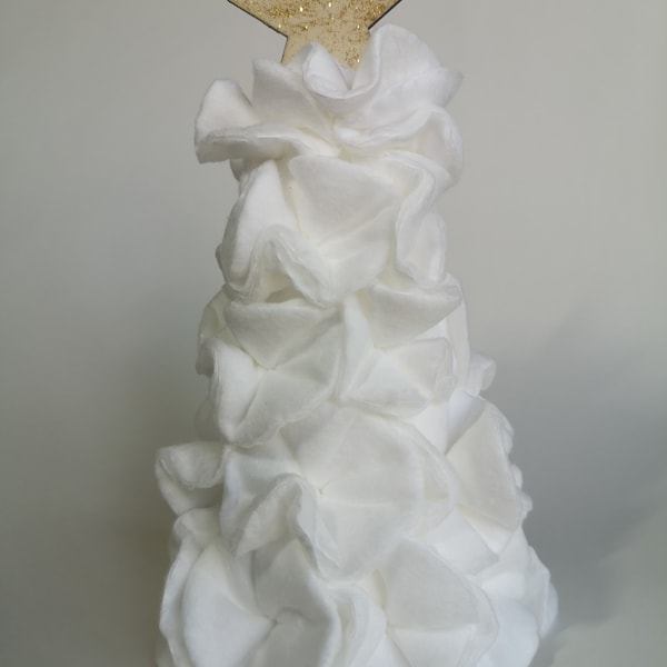 Christmas tree white made of cotton wool