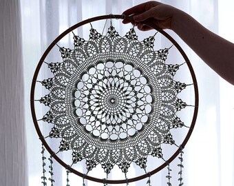 Handmade decor for romantic interior, Handmade home detail, Crochet wall hanging, Gift for wedding, Wedding decoration, Green nursery decor