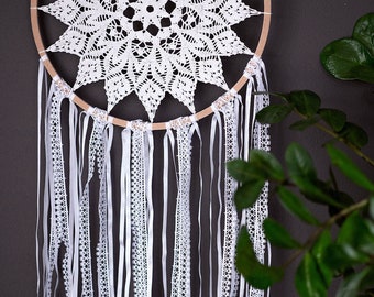 White dreamcatcher, Gift for anniversary, Wedding decoration, Wedding gift, Summer party decor, Romantic style decor, Gift for the bride