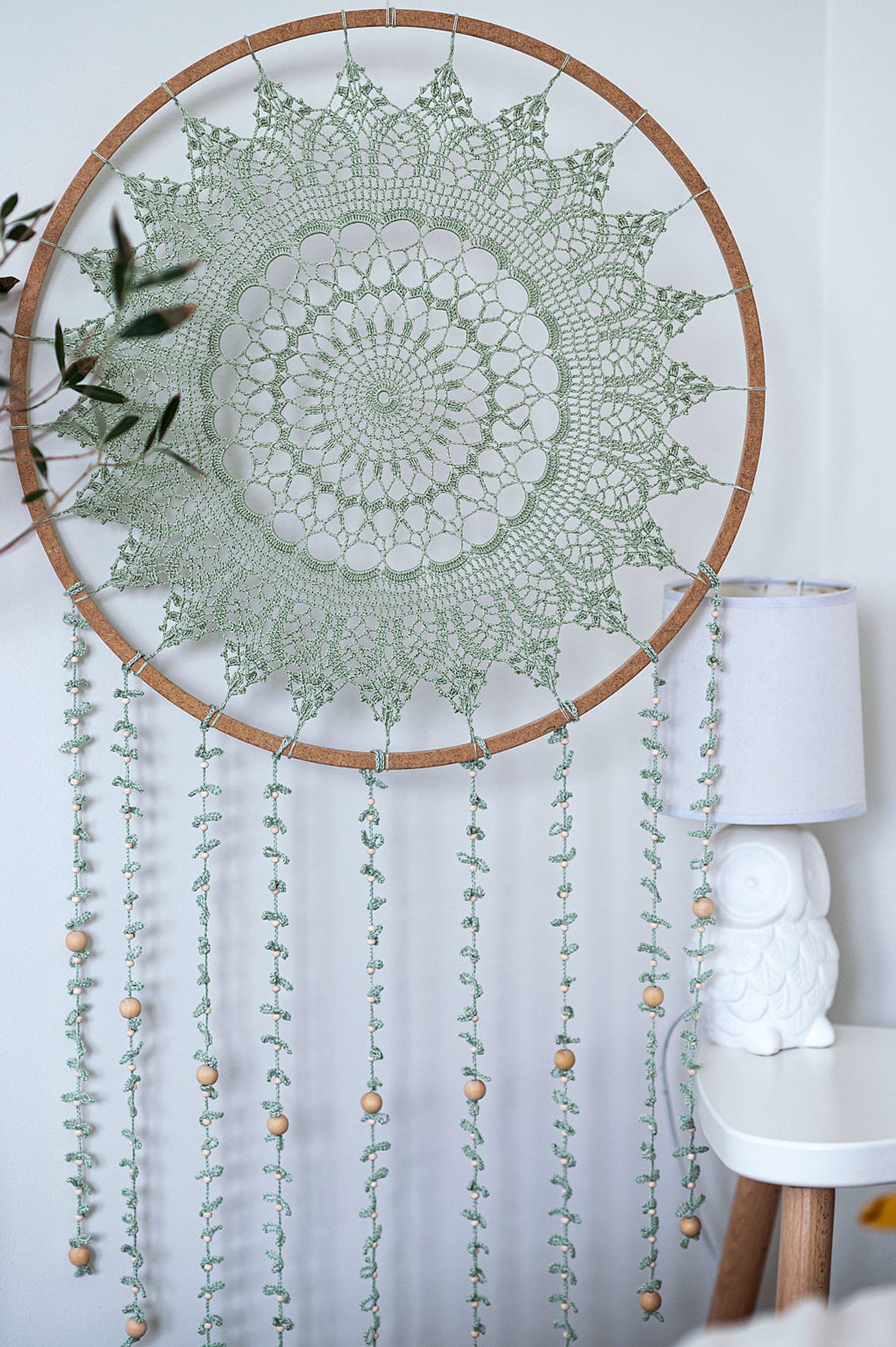 Crochet mandal with tassels, Handmade dream-catcher, Custom color wall hanging for mindful homes, Gift for yoga studio or offise.