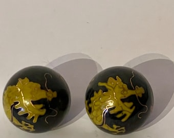 Pair of Chinese Enamelled Musical Baoding Meditation Balls.