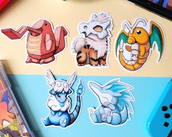 Pegatinas Pokémon Fusion // Growithe - Cubone - Caterpie - Dragonair - Cyndaquil - Flaaffy - Lickitung