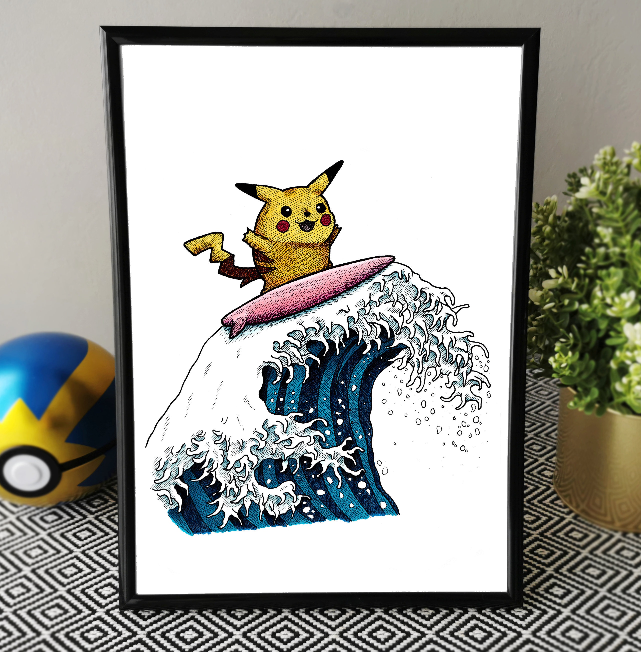 PIKACHU POKEMON Personalised Poster A4 Print Wall Art Banner Any Name 