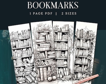 Colour In Bookshelf Bookmarks, INSTANT DOWNLOAD, Coloring In Bookmarks For Adults And Kids, Reading Printable, Book Gift, Library Lovers PDF
