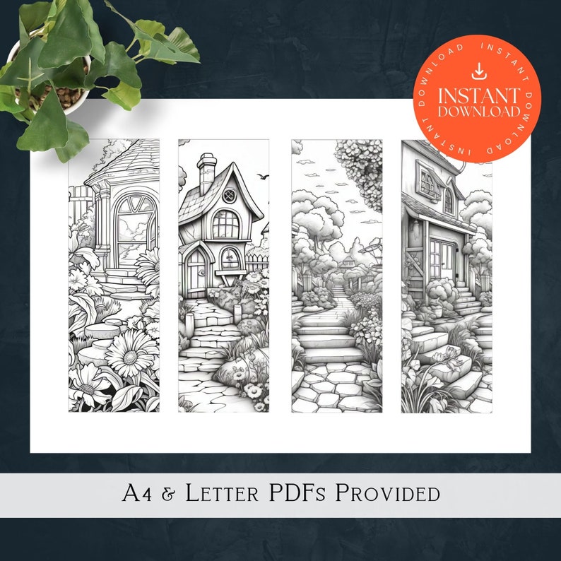 Colour in Garden Bookmarks, INSTANT DOWNLOAD, Printable Bookmarks, Book ...