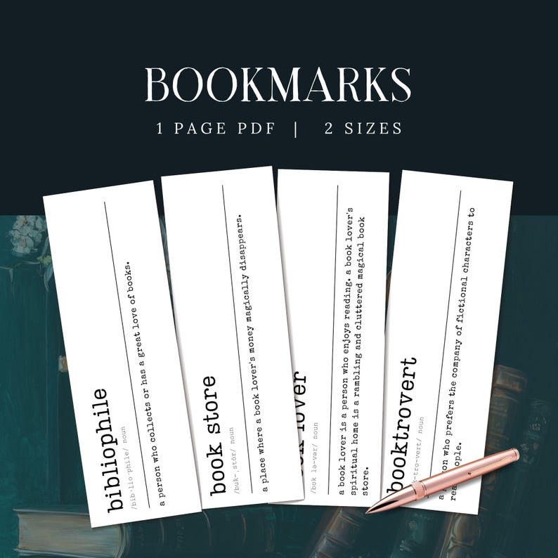 Printable Book Definition Bookmarks, INSTANT DOWNLOAD, Printable ...