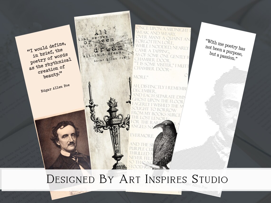 Poe Printable Bookmarks Edgar Allen Poe Gift Quote - Etsy UK
