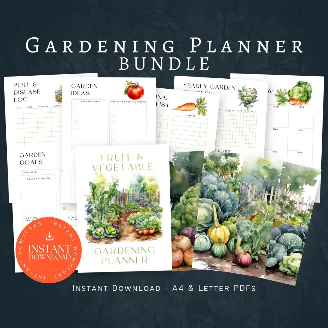 Fruit and Vegetable Gardener Bundle, DOWNLOAD, Garden Journal, Watering ...